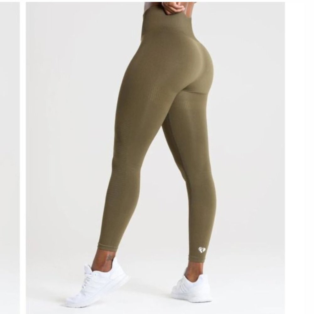 Women's Best Power Seamless Leggings Khaki Size S Nwt